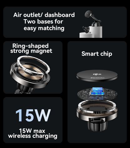 Yesido DS30 15W Wireless Charger - 2-in-1 Car & Desktop Stand