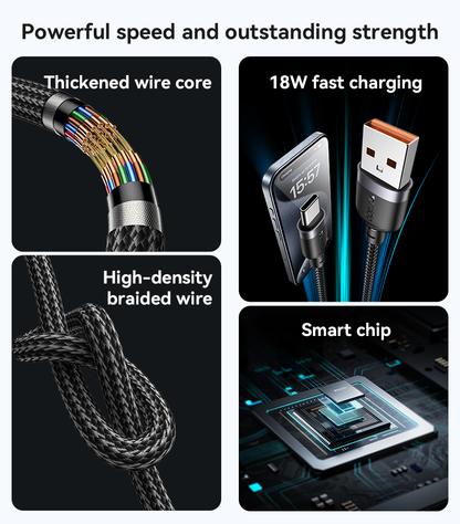 كابل يسيدو Yesido CA131C قصير بطول 30 سم (USB-A إلى Type-C) بقوة 18 واط - تصميم مضفر مصفح وهيكل من سبائك الألومنيوم