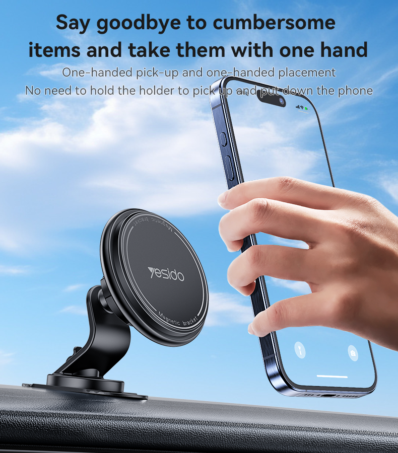 Yesido C220 Magnetic Phone Holder - 360° Rotation & Strong Dashboard Mount