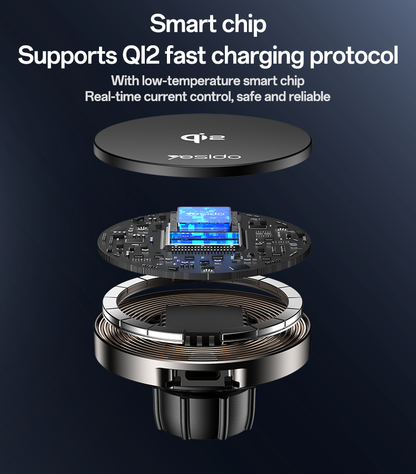 Yesido DS30 15W Wireless Charger - 2-in-1 Car & Desktop Stand