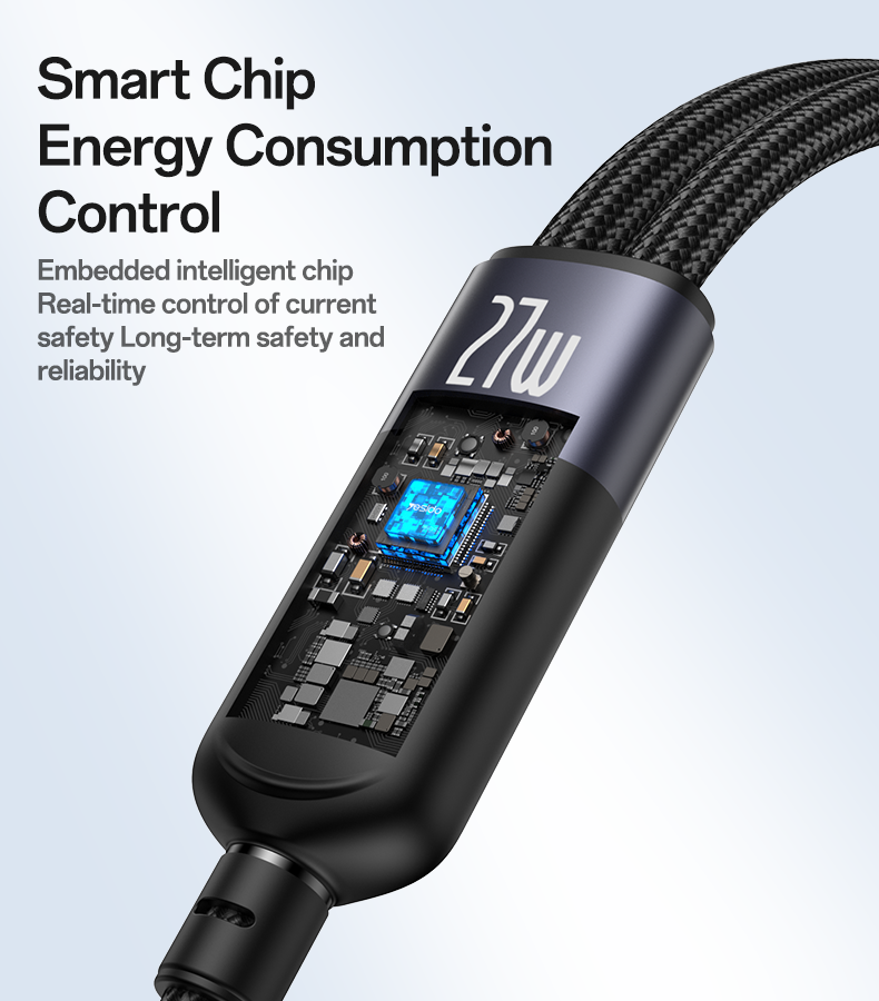 كابل وشاحن يسيدو Yesido CA136L الذكي 2 في 1 (Type-C إلى Lightning وشاحن ساعة آبل) بقوة 27 واط لشحن أجهزة آبل معاً