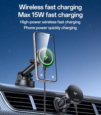 Yesido DS30 15W Wireless Charger - 2-in-1 Car & Desktop Stand