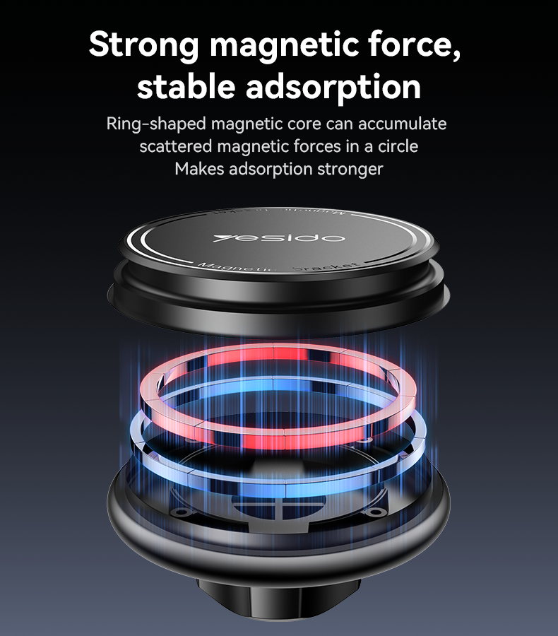 Yesido C220 Magnetic Phone Holder - 360° Rotation & Strong Dashboard Mount
