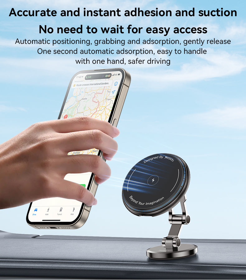 Yesido C306 Magnetic Car Wireless Charger - 15W Fast Charge & Ultra Stability