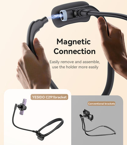 Yesido C291 Magnetic Neck Mounted Holder - 360° Rotatable Lazy Stand