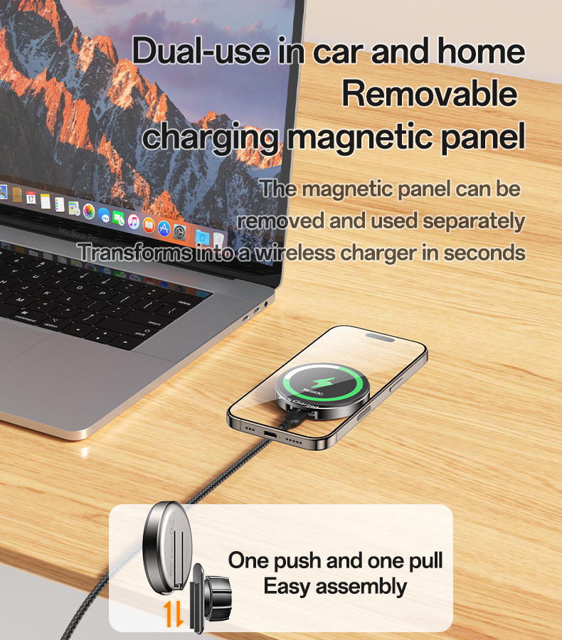 Yesido DS30 15W Wireless Charger - 2-in-1 Car & Desktop Stand