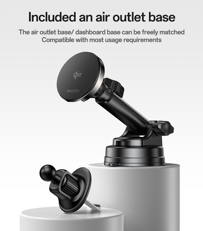 Yesido DS30 15W Wireless Charger - 2-in-1 Car & Desktop Stand