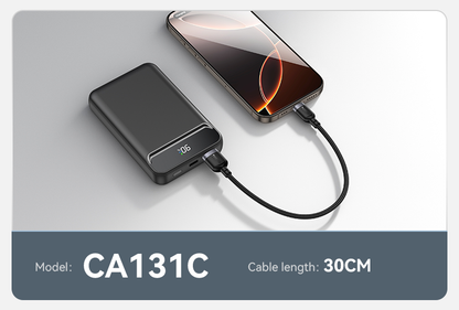 كابل يسيدو Yesido CA131C قصير بطول 30 سم (USB-A إلى Type-C) بقوة 18 واط - تصميم مضفر مصفح وهيكل من سبائك الألومنيوم