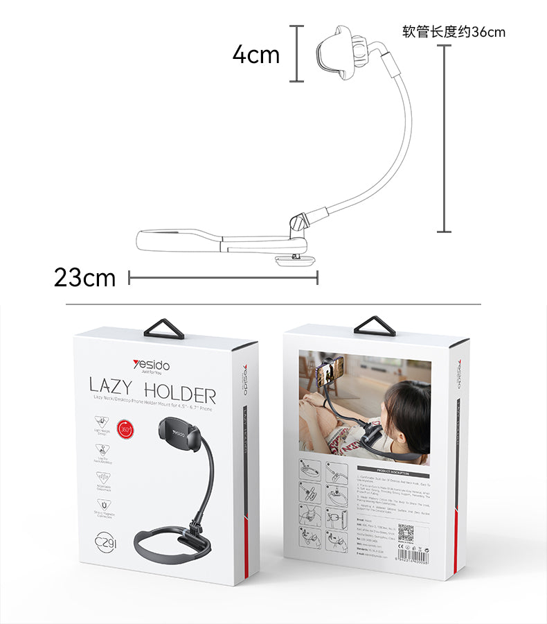 Yesido C291 Magnetic Neck Mounted Holder - 360° Rotatable Lazy Stand