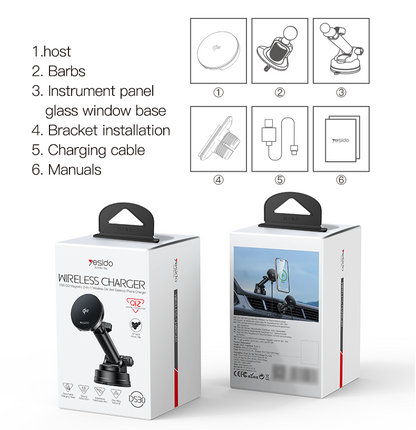 Yesido DS30 15W Wireless Charger - 2-in-1 Car & Desktop Stand