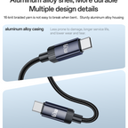 Yesido CA204P 60W PD Fast Charging & Data Cable – Durable 16-Braided Aluminum Alloy Design (1 Meter)
