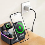 Yesido DS38 65W 8-in-1 Magnetic Wireless Charging Station with RGB Light & Digital Clock