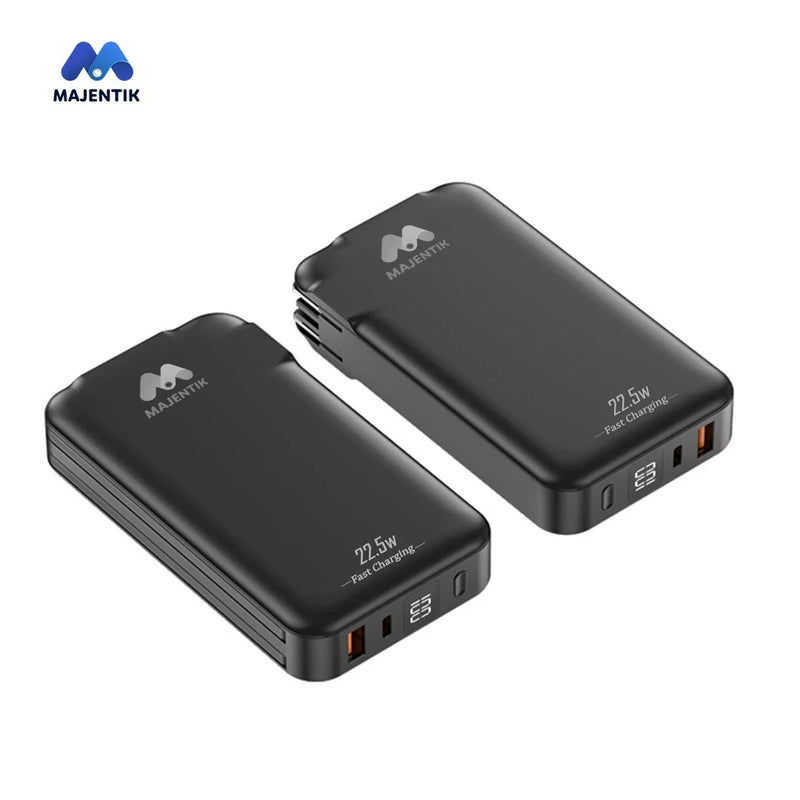 Majentik MJ-31 10000mAh Power Bank – 22.5W Fast Charger with Built-in Cables