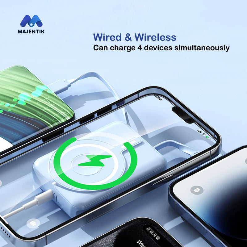 Majentik MJ-28 Magnetic Power Bank 10000mAh – Wireless Power Bank with Digital Display