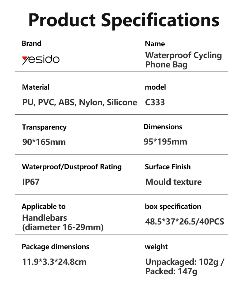 Yesido C333 Bike & Motorcycle Phone Holder - Waterproof & 360° Rotation