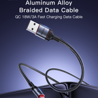 Yesido CA129C 18W USB-A to USB-C Cable – 1.2m 3-Step Molded Braided Nylon & Aluminum Alloy Connectors (3A)