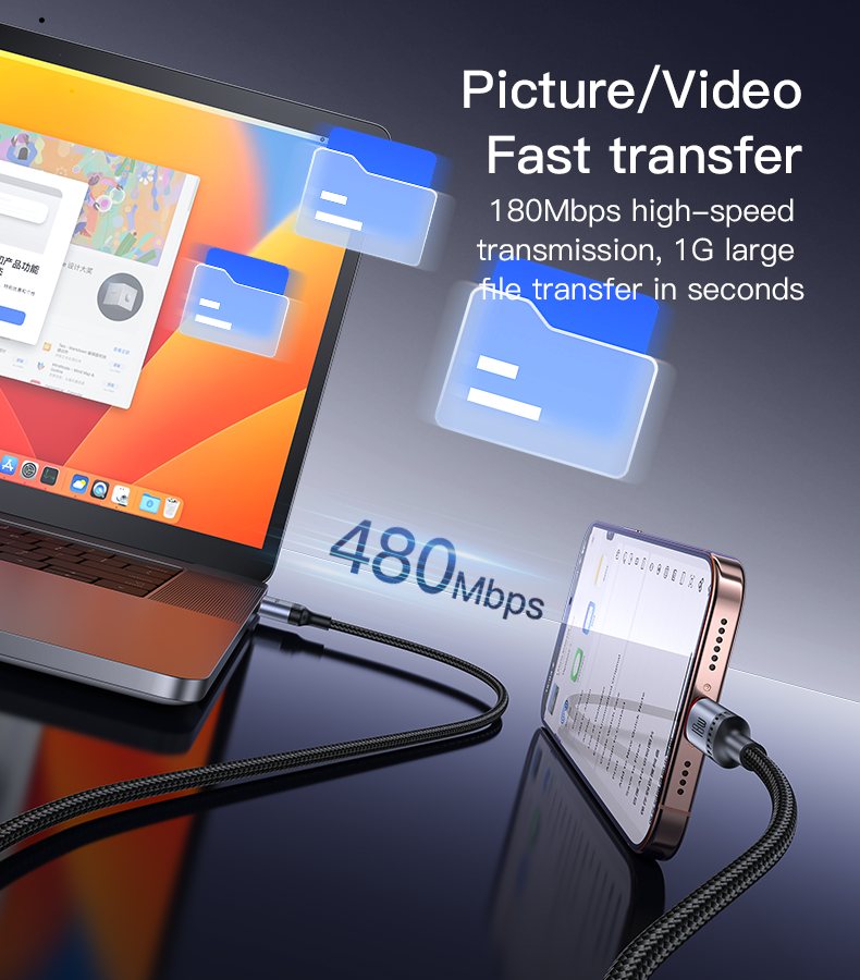 Yesido CA129C 18W USB-A to USB-C Cable – 1.2m 3-Step Molded Braided Nylon & Aluminum Alloy Connectors (3A)