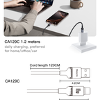 Yesido CA129C 18W USB-A to USB-C Cable – 1.2m 3-Step Molded Braided Nylon & Aluminum Alloy Connectors (3A)