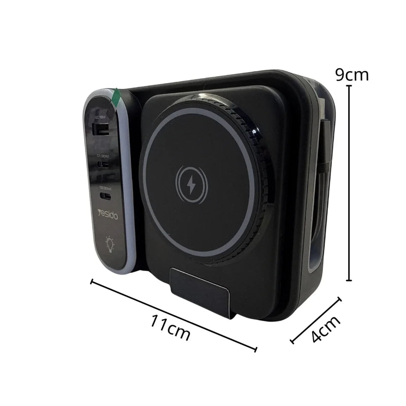 Yesido DS38 65W 8-in-1 Magnetic Wireless Charging Station with RGB Light & Digital Clock