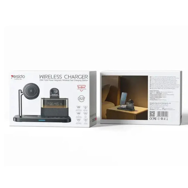 Yesido DS37 25W 6-in-1 Magnetic Wireless Charging Station with RGB Light