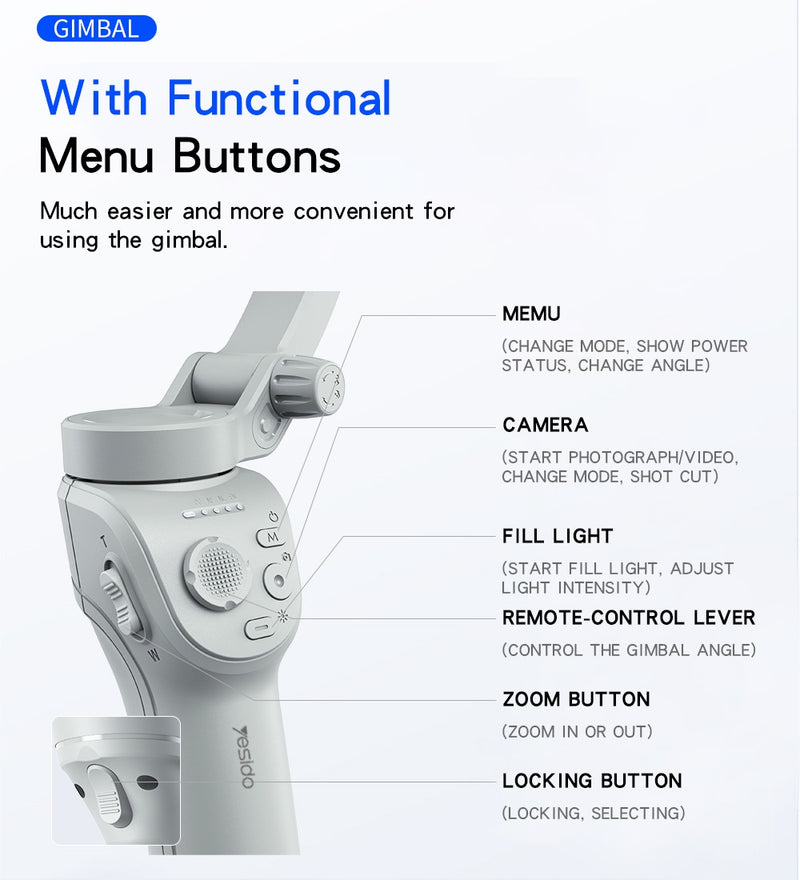 Yesido SF18 Professional Mobile Gimbal Stabilizer from Techie-Products - Turn your mobile phone into a cinema camera!
