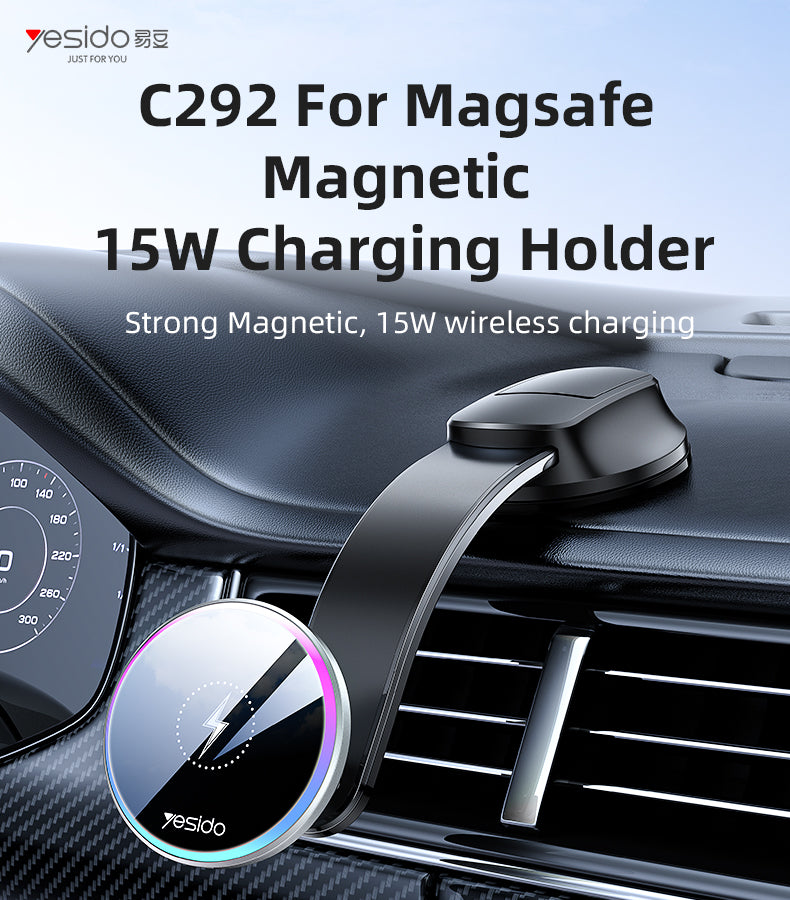 Yesido C292 Magnetic Wireless Car Charger - 15W Power & Ultra Stability