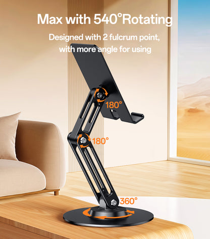 Yesido C300 360° Rotating Aluminum Desktop Stand - Foldable & Adjustable for Phones & Tablets