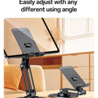 Yesido C300 360° Rotating Aluminum Desktop Stand - Foldable & Adjustable for Phones & Tablets