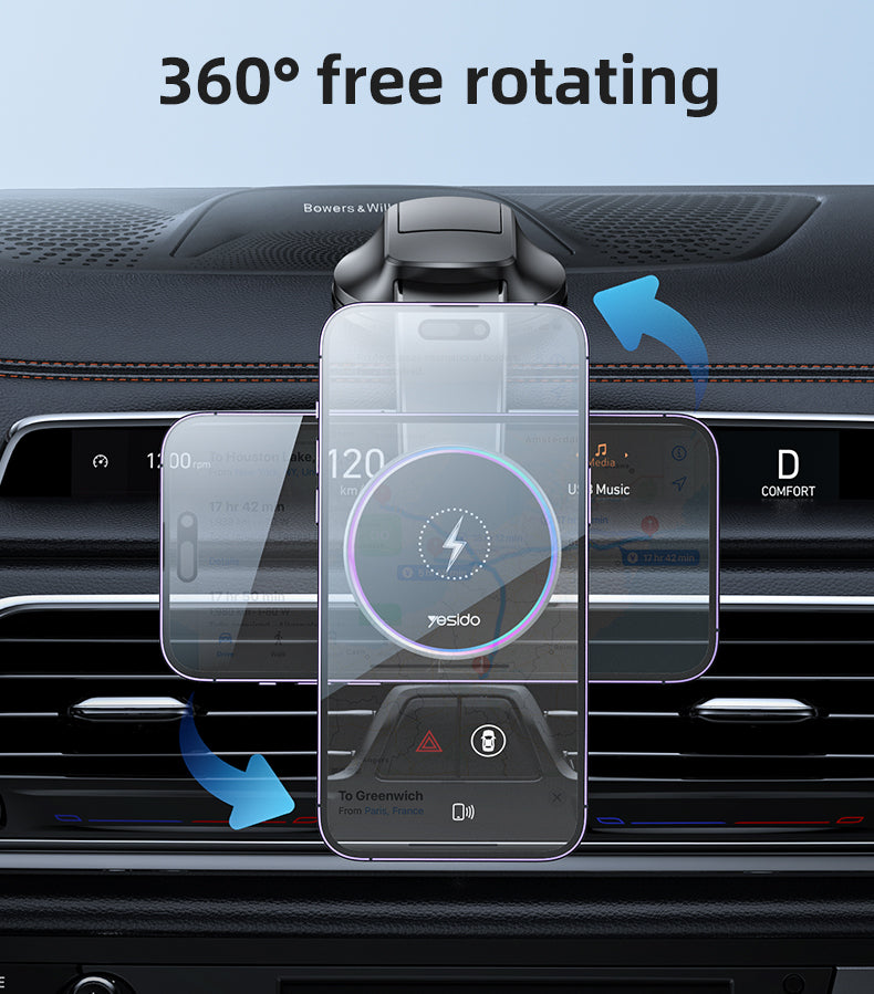 Yesido C292 Magnetic Wireless Car Charger - 15W Power & Ultra Stability