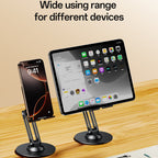 Yesido C300 360° Rotating Aluminum Desktop Stand - Foldable & Adjustable for Phones & Tablets