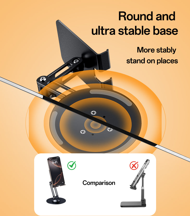 Yesido C300 360° Rotating Aluminum Desktop Stand - Foldable & Adjustable for Phones & Tablets