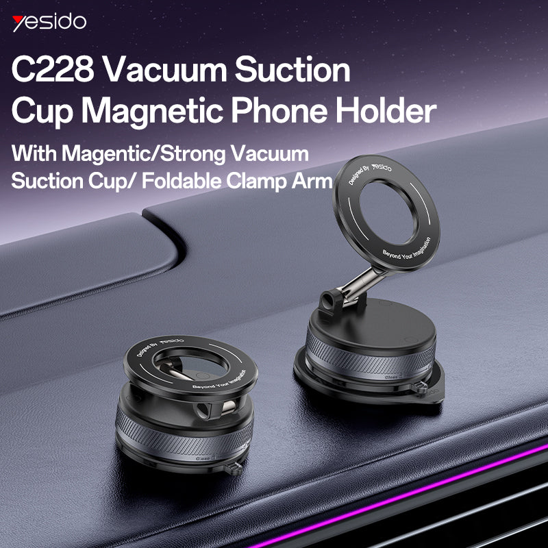 Yesido C228 Foldable Magnetic Holder - Strong N52 Magnet & Vacuum Suction Cup