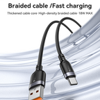 Yesido CA134C 18W Extra-Long USB-A to USB-C Cable – 3m Braided Nylon & Aluminum Alloy Connectors (3A)