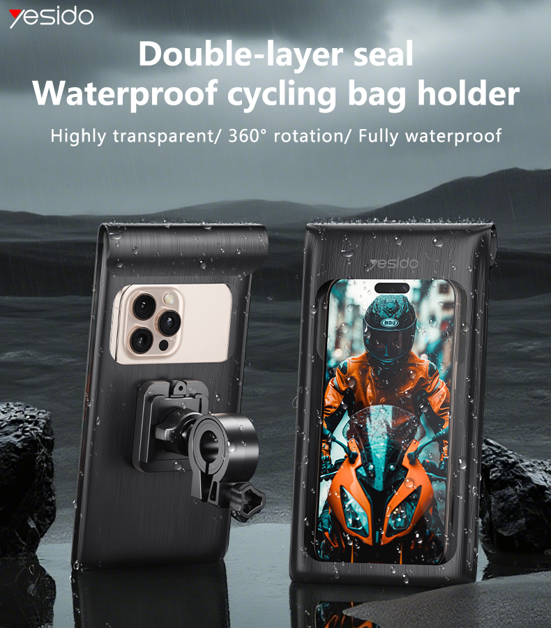 Yesido C333 Bike & Motorcycle Phone Holder - Waterproof & 360° Rotation