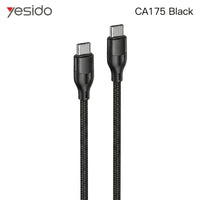 Yesido CA175 60W 3A USB-C to USB-C Charging & Data Cable – 1m Eco-Friendly PVC Design (White)