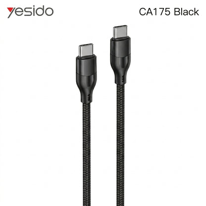 كابل يسيدو Yesido CA175 (Type-C إلى Type-C) بقوة 60 واط وطول 1 متر - أداء مستقر