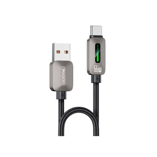 Yesido CA137C 66W Super Fast USB-A to USB-C Cable – 1.2m Armor Braided Nylon & Heat-Resistant Zinc Alloy (6A)