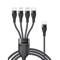 Yesido CA110 4-in-1 Type-C Multi-Charging Cable – 1.2m Heavy-Duty Braided Cable with Dual Type-C & Dual Lightning Ports (20W Max)