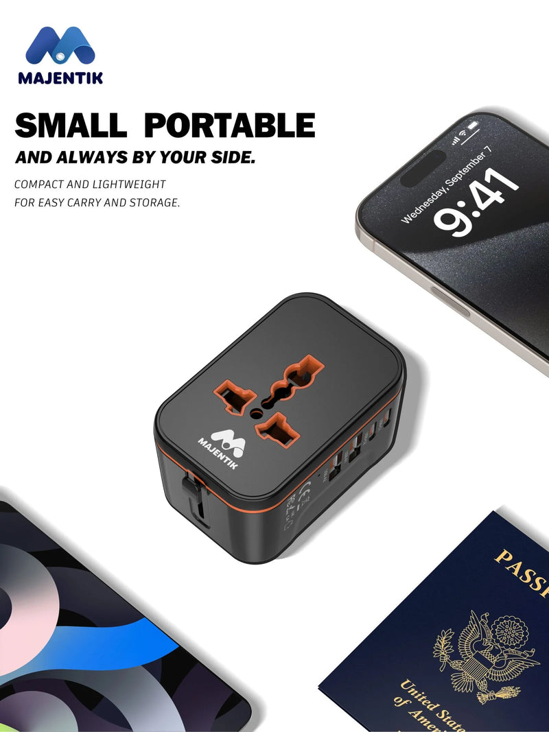 Majentik MC-013 Universal Travel Adapter – 5-Port Fast Charging Adapter with Universal AC Socket