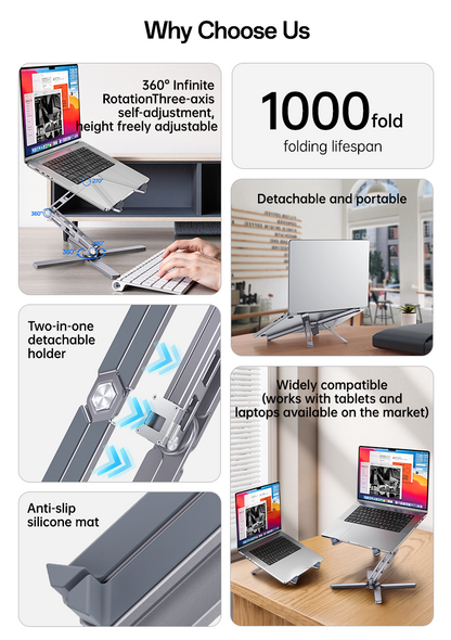 YESIDO LP09 Aluminum Laptop Stand Height Adjustable Foldable Notebook