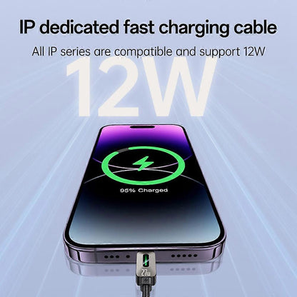 كابل يسيدو Yesido CA137L بطول 1.2 متر (USB-A إلى Lightning) بقوة 12 واط - تصميم مضفر متين ومقاوم لدرجات الحرارة العالية