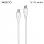 Yesido CA175 60W 3A USB-C to USB-C Charging & Data Cable – 1m Eco-Friendly PVC Design (White)