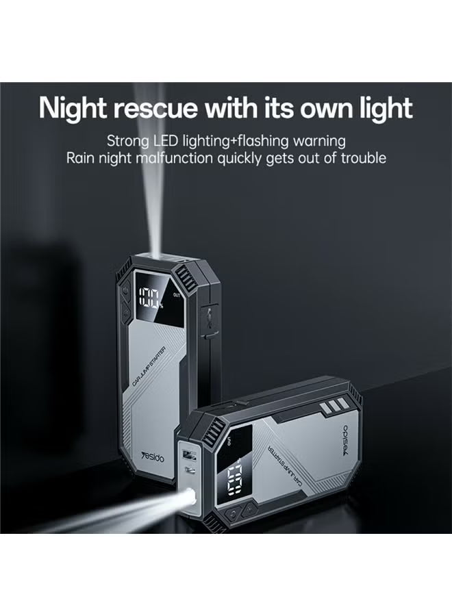 Yesido VC11 Portable Car Jump Starter – 800A Peak Current, 6000mAh Power Bank & LED Flashlight