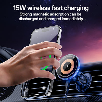 C308 Low Temperature 15W MAX Flowing Light Magnetic Suction Wireless Fast Charging Phone Holder