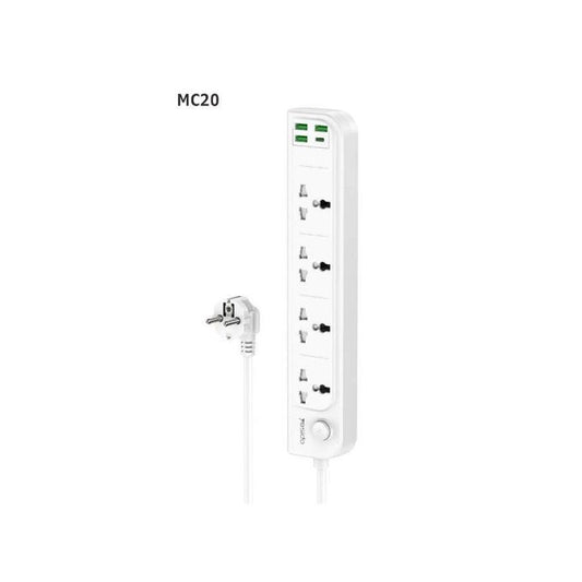 Yesido MC20 3250W Smart Power Strip – 4 AC Outlets & 4 Charging Ports (2 Meters Cable)