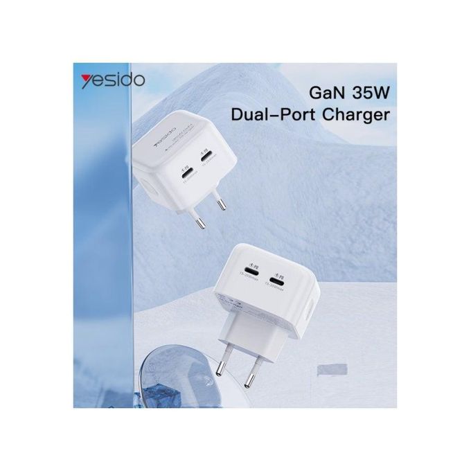 Yesido YC38 35W Super GaN Fast Wall Charger – Dual Type-C PD Ports with PPS Support