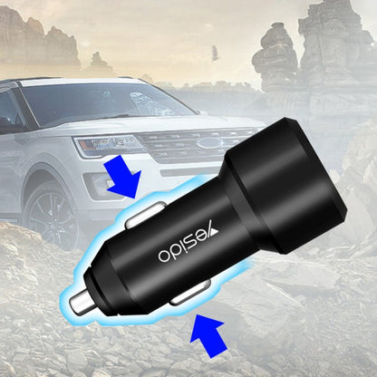 Yesido Y34 Compact Car Charger – Dual USB Ports 2.4A with Aluminum Alloy Shell