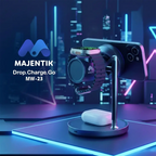 Majentik MW-23 25W 3-in-1 Wireless Charger Station – Fast Charging Dock for Smartphone, Watch & Earbuds (Black)