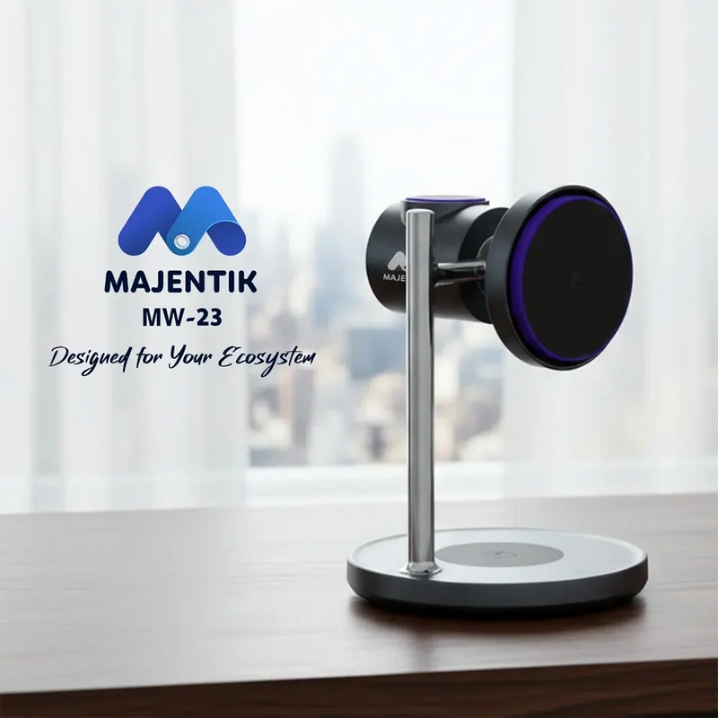 Majentik MW-23 25W 3-in-1 Wireless Charger Station – Fast Charging Dock for Smartphone, Watch & Earbuds (Black)