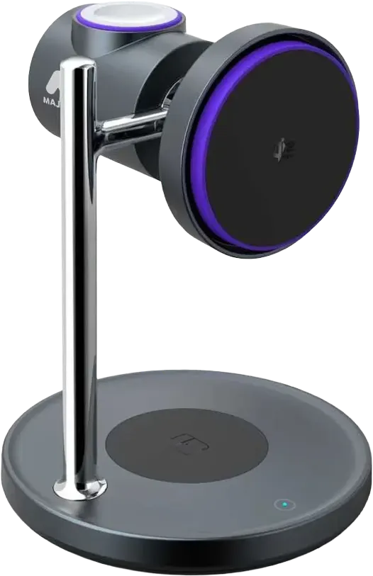 Majentik MW-23 25W 3-in-1 Wireless Charger Station – Fast Charging Dock for Smartphone, Watch & Earbuds (Black)